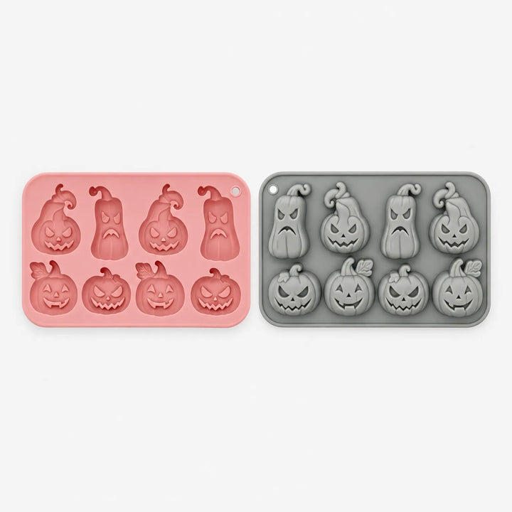 Detailed view of non-stick pumpkin bakeware and chocolate mould for kitchenware