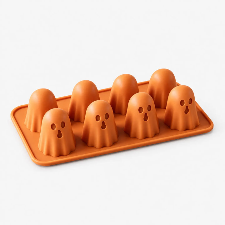 Detailed ghost silicone tray for seasonal Halloween candy and treats