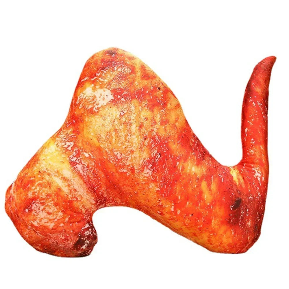 Simulated BBQ chicken wing plush cushion