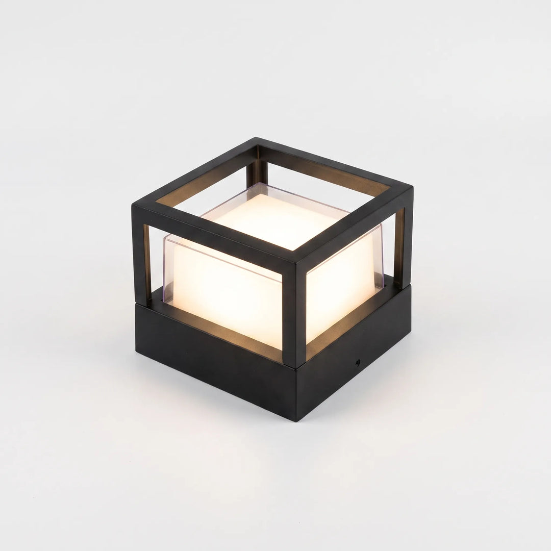 Home automation exterior lighting fixture casting vibrant colors outdoors