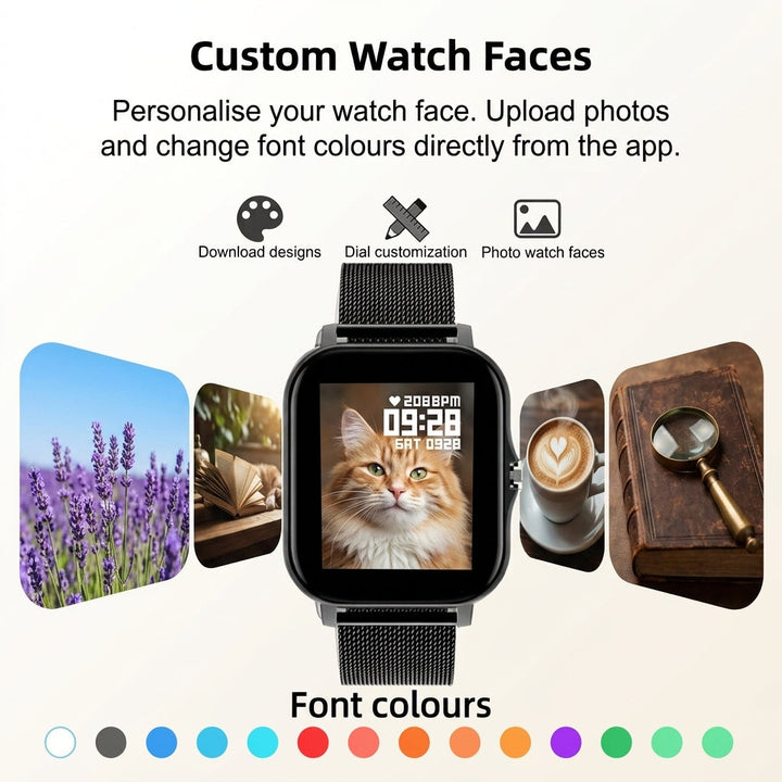 Black silicone strap on unisex smart fitness watch for comfortable daily wear