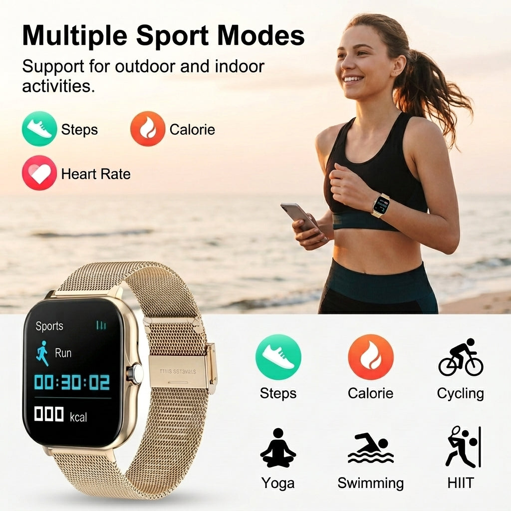 Smartwatch health monitor measuring heart rate and vital signs in real-time