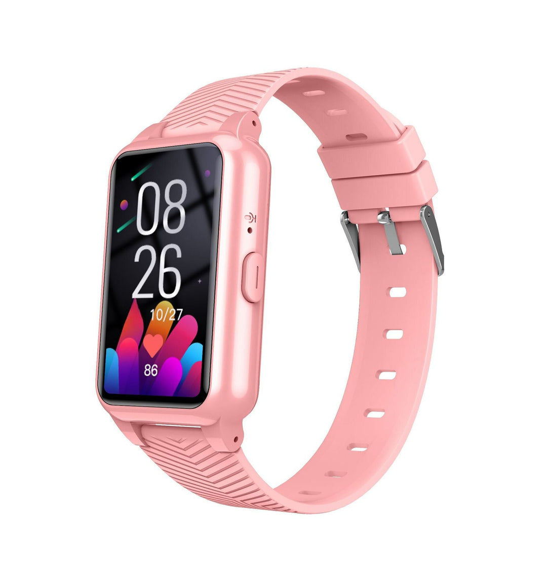 Close-up of GPS tracker smartwatch display showing health monitoring metrics