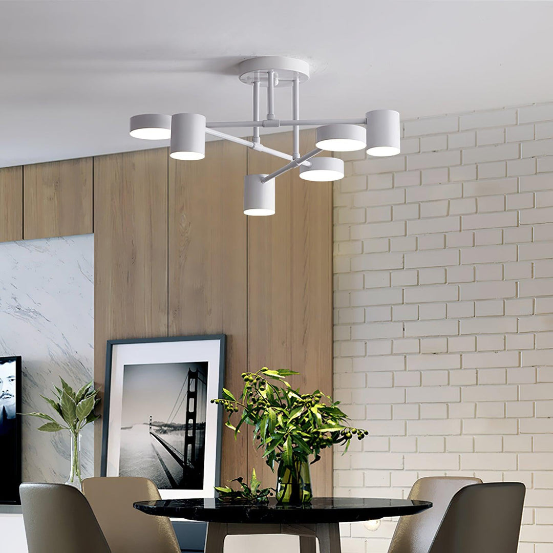 Designer sputnik chandelier casting ambient light in a modern home