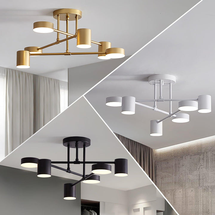 Elegant modern sputnik ceiling light with six cylindrical sockets