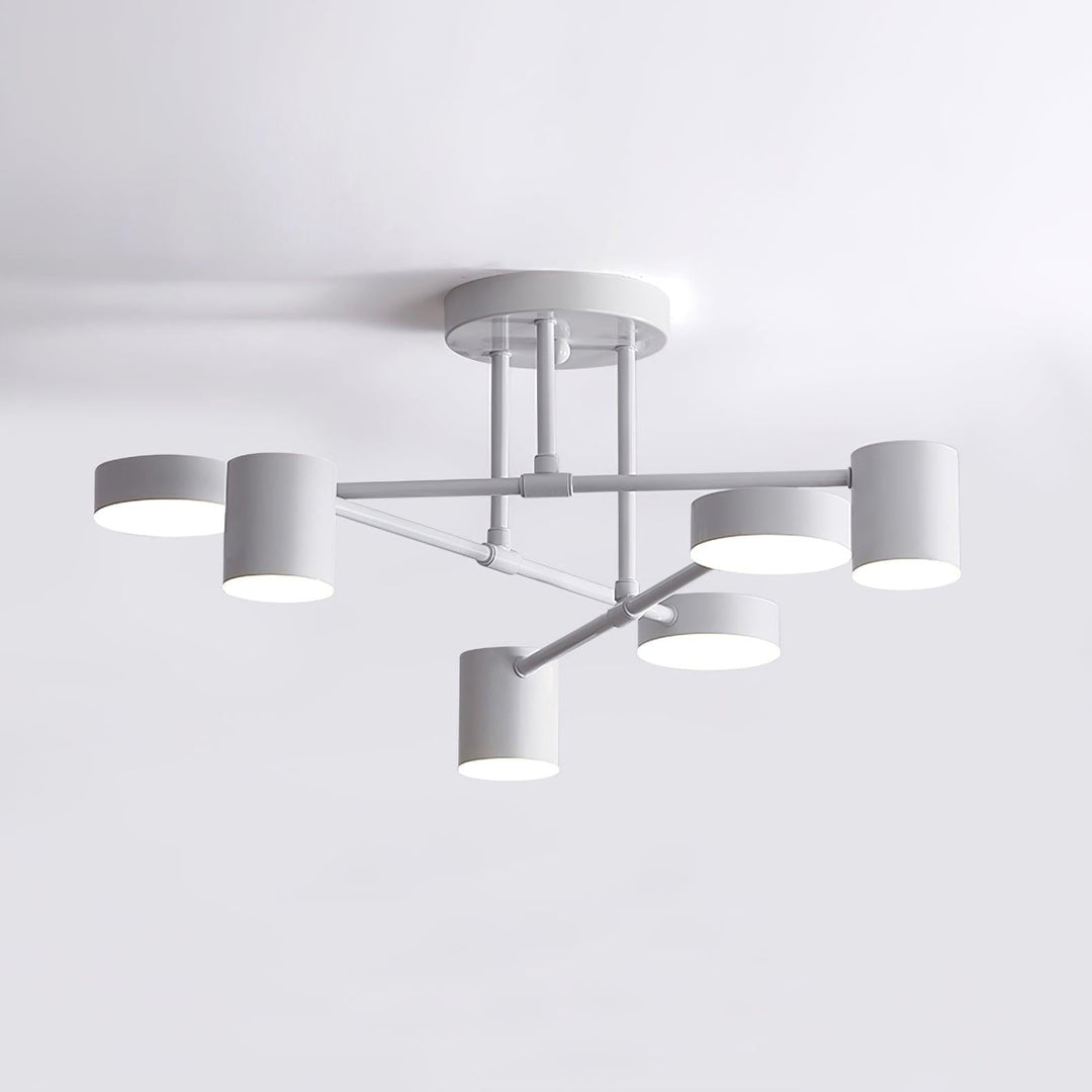 Warm ambient glow from the contemporary metal chandelier fixture