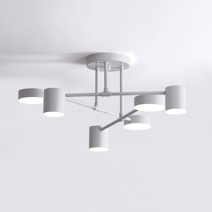 Warm ambient glow from the contemporary metal chandelier fixture