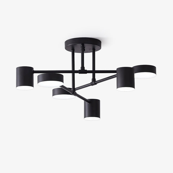 Full view of the stylish sputnik ceiling light installed in a dining area