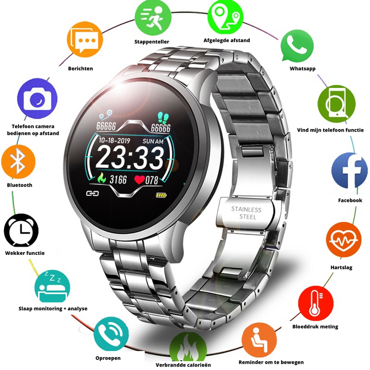 Wearable technology lifestyle accessory silver smartwatch on wrist