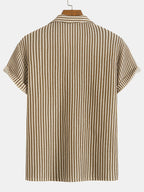Men’s Striped Short Sleeve Button Up Shirt