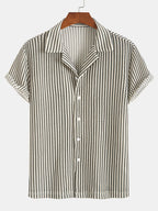Men’s Striped Short Sleeve Button Up Shirt