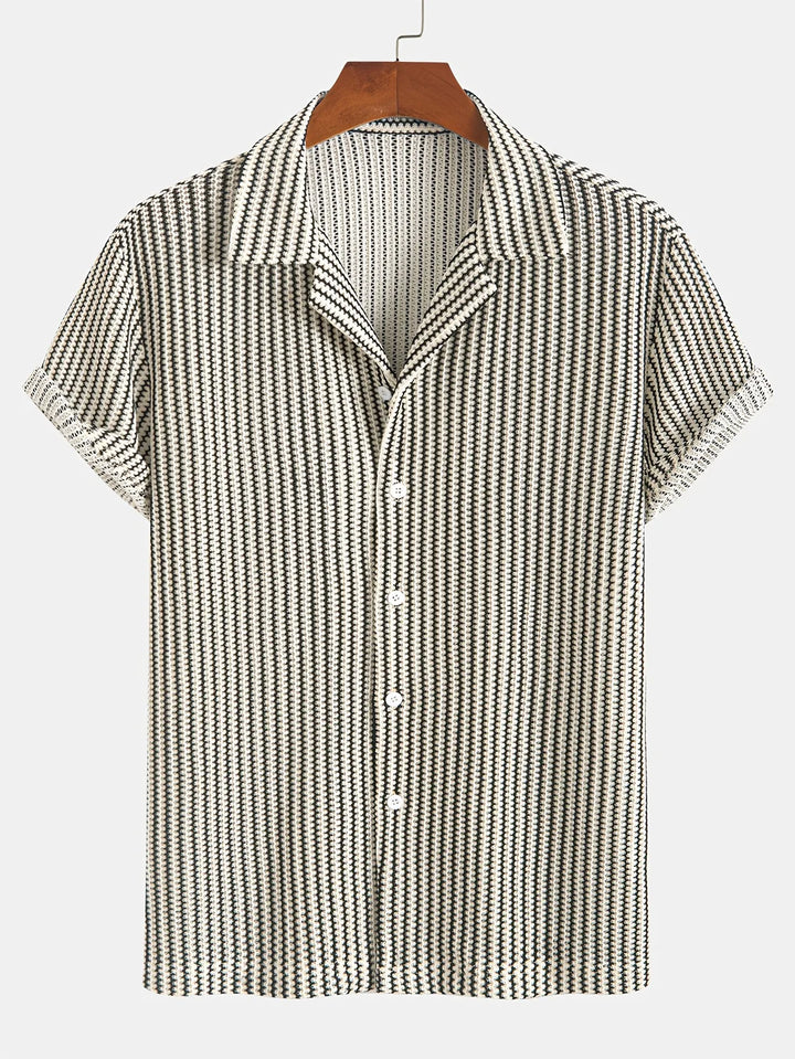 Men’s Striped Short Sleeve Button Up Shirt