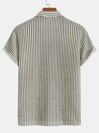 Men’s Striped Short Sleeve Button Up Shirt