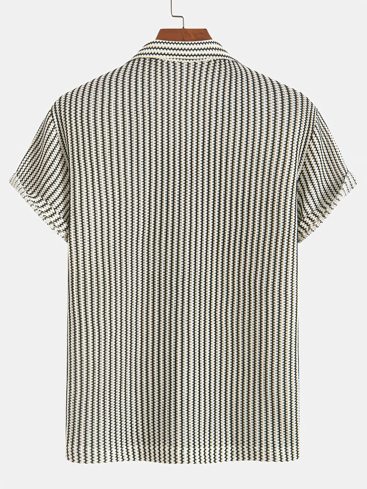 Men’s Striped Short Sleeve Button Up Shirt