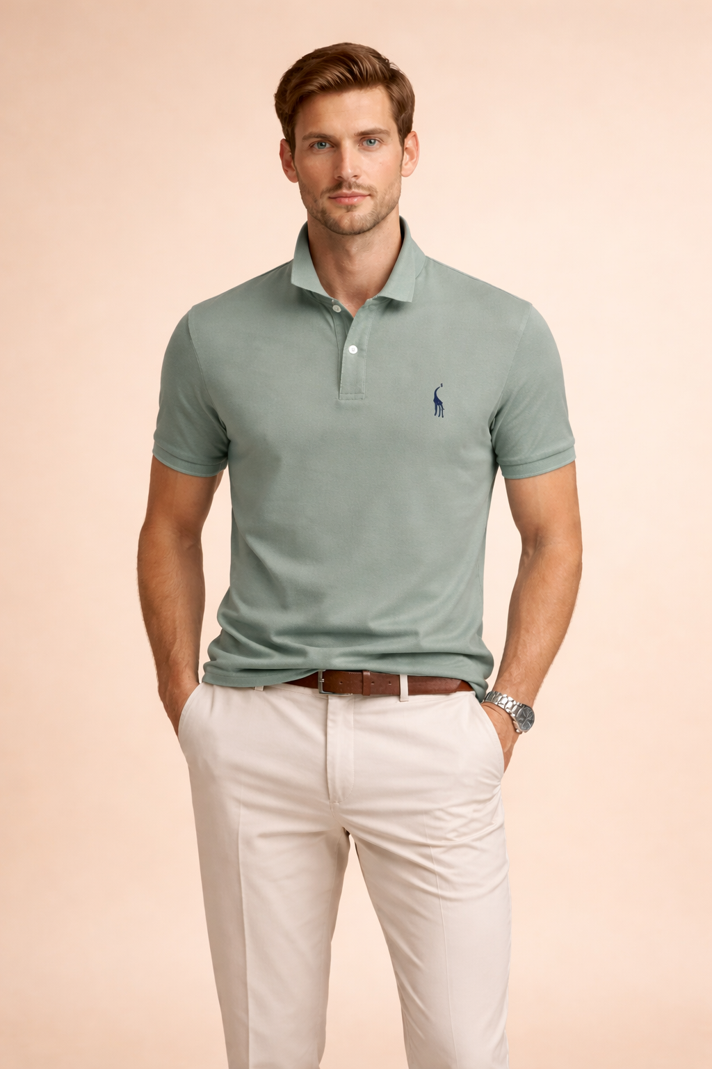 Detailed shot of breathable fabric on casual polo shirt