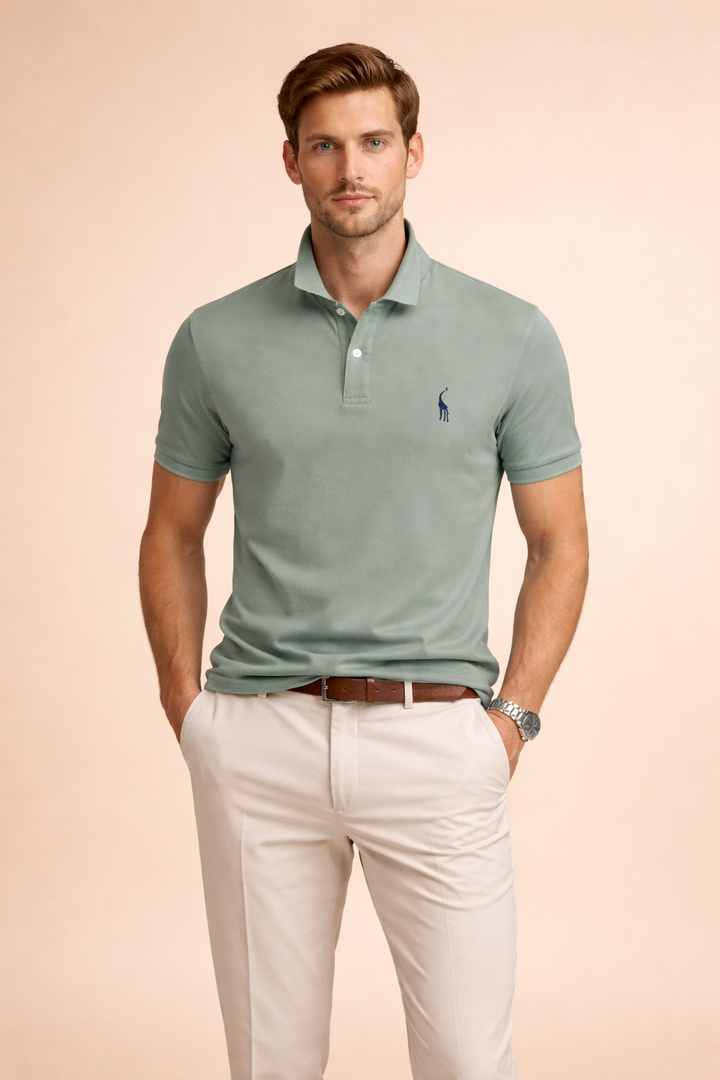 Detailed shot of breathable fabric on casual polo shirt