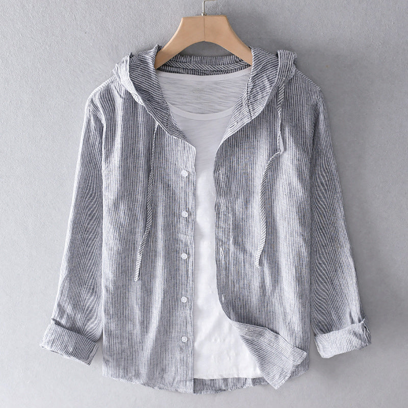 Plus size friendly women hooded shirt in neutral beige, casual summer blouse