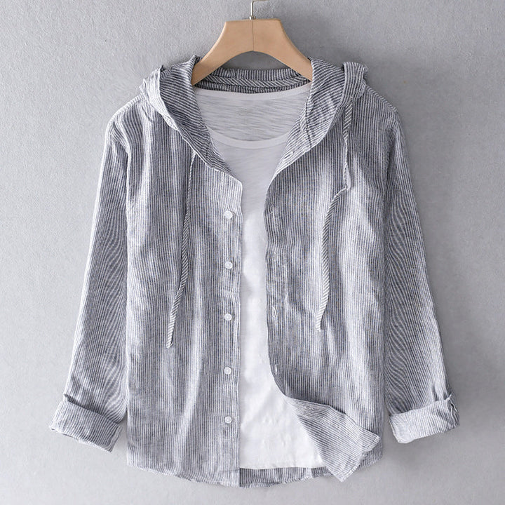 Plus size friendly women hooded shirt in neutral beige, casual summer blouse