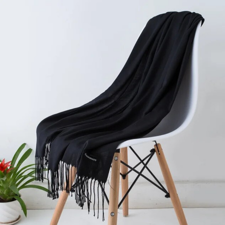 Versatile women scarf styled in a looped knot for chilly days