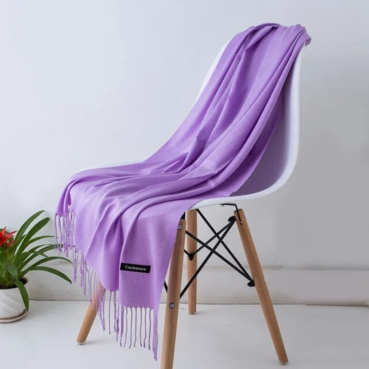 Classic winter scarf draped loosely over the chest for daily wear