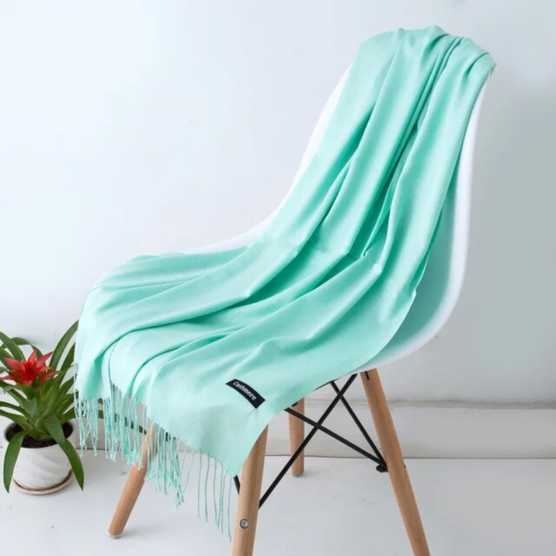 Comfortable winter wrap scarf wrapped twice around the neck