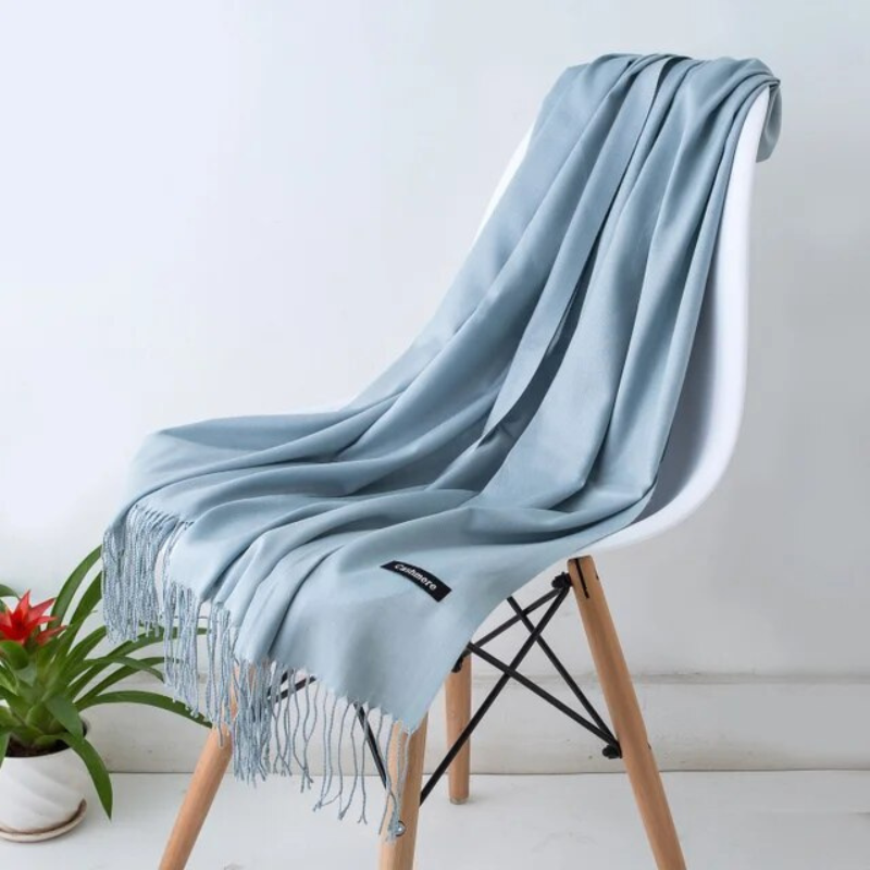 Detailed view of the premium fabric blend on the winter shawl