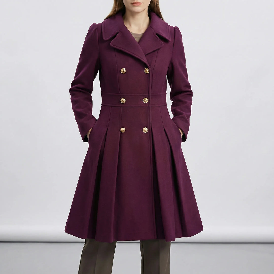 Close-up of double breasted buttons on women short coat
