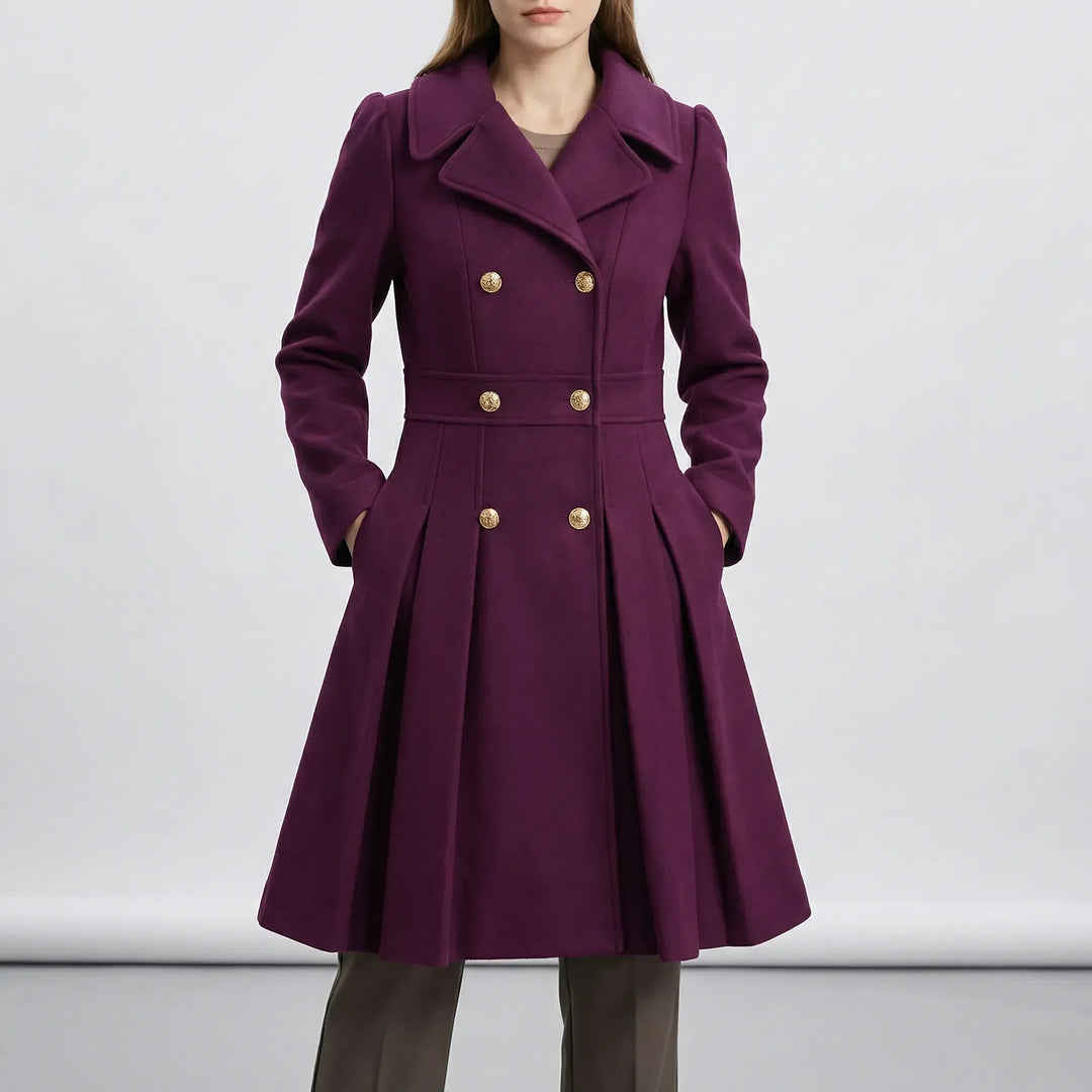 Women's tailored short coat with A-line winter jacket silhouette