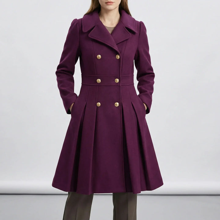 Women's tailored short coat with A-line winter jacket silhouette