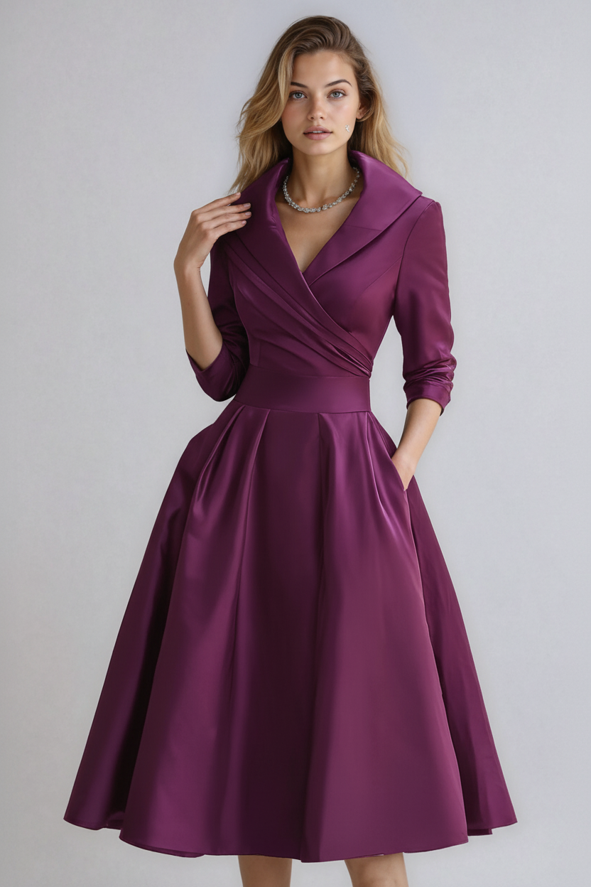 Chic women's party and work dress designed with a modern midi length