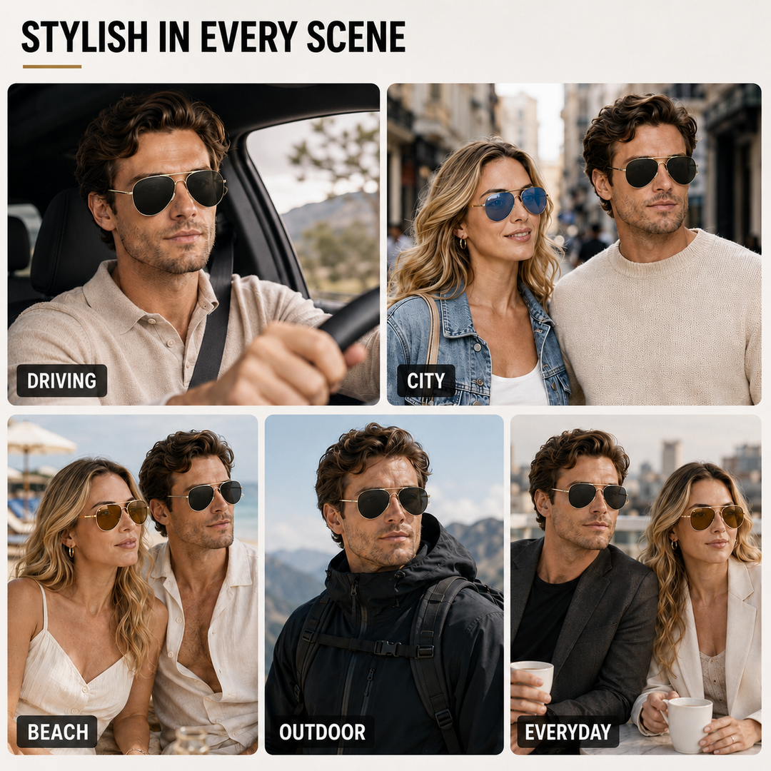 Close-up of classic eyewear featuring polarized lenses and durable hinges