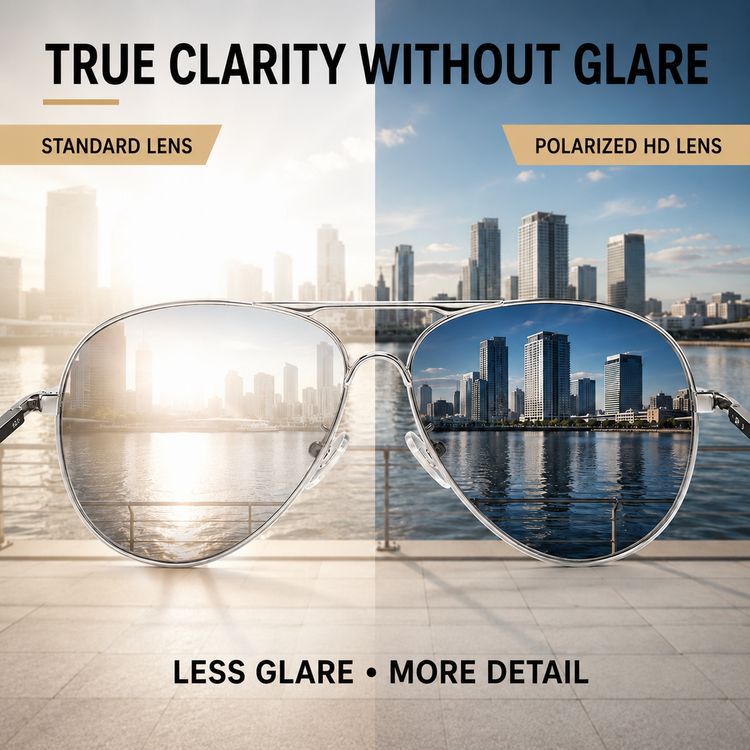 Classic men's polarised aviator sunglasses with metal frame for driving