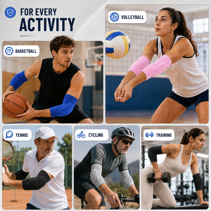 Breathable sports elbow support sleeve with thick cushion pad for injury prevention