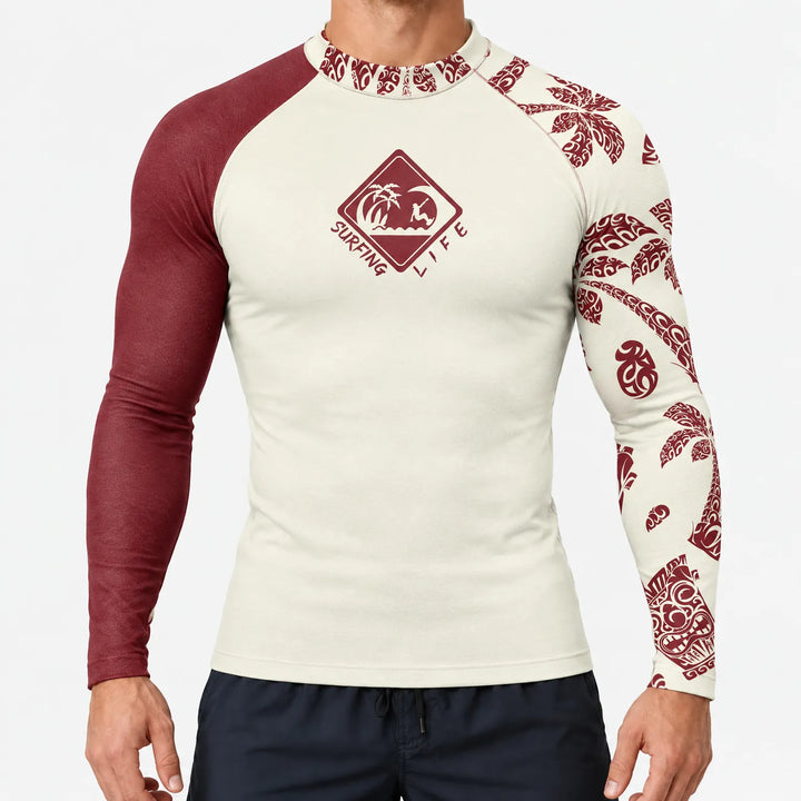 Mens lightweight rashguard top for swimming and beach activities