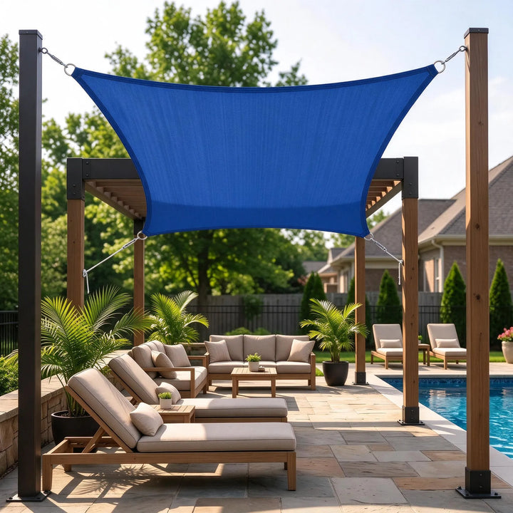 Backyard garden canopy providing cool shade and UV protection