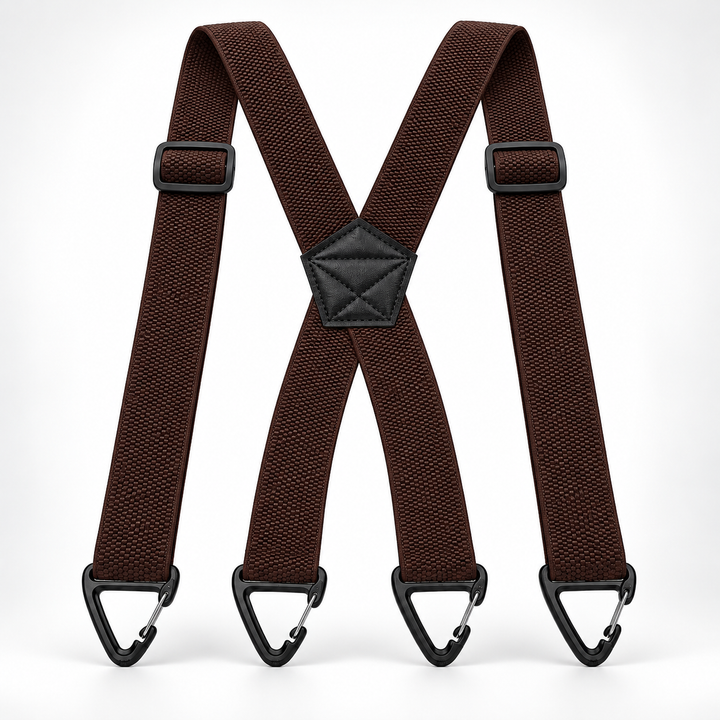 Dual clip mechanism on heavy-duty workwear braces for men