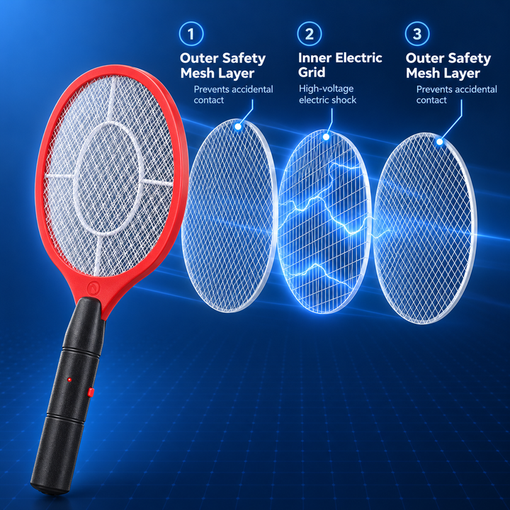 Electric bug zapper racket for effective mosquito killer pest control