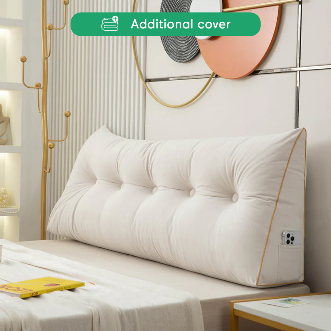 Washable slipcover for triangle cushion showcasing durable textured material