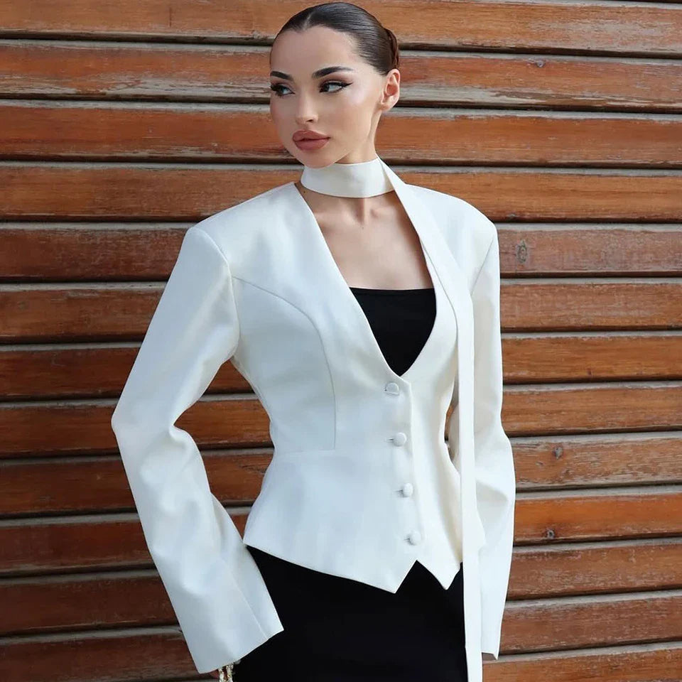 Blythe | Women’s V Neck Slim Fit Blazer Top
