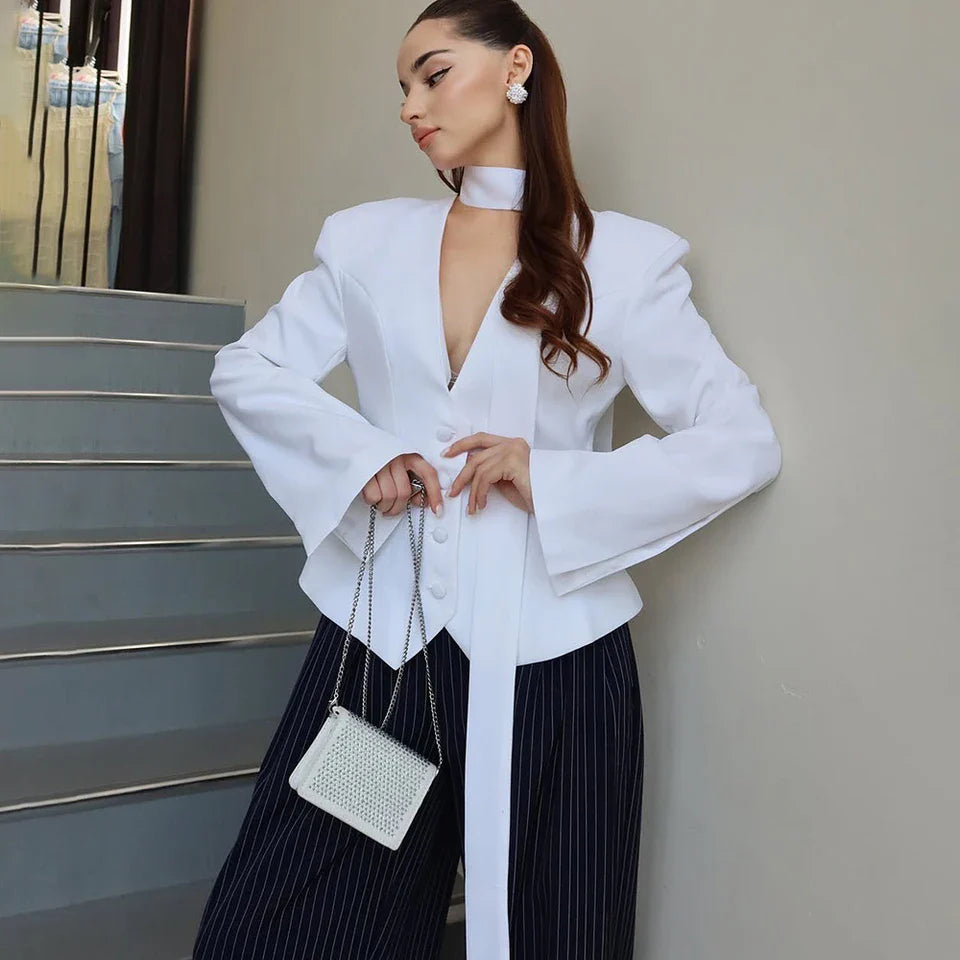Blythe | Women’s V Neck Slim Fit Blazer Top