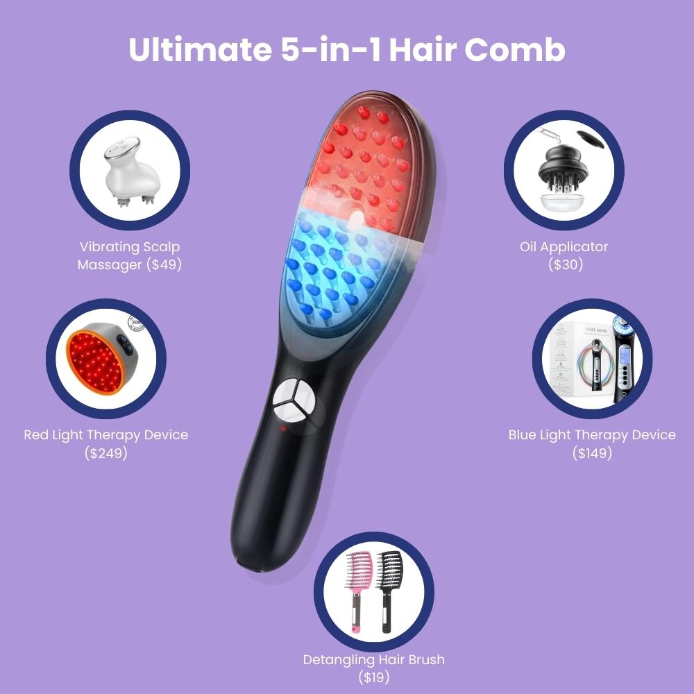 5-in-1 multifunctional hair comb and scalp care device features