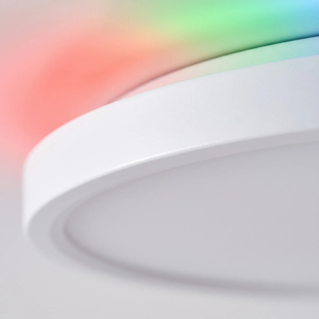 Close-up view of the slim smart ceiling light fixture panel with energy-efficient LEDs
