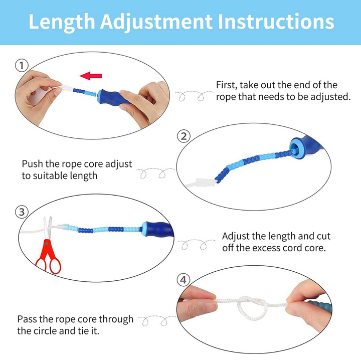 Adjustable beaded jump rope for cardio fitness and agility training