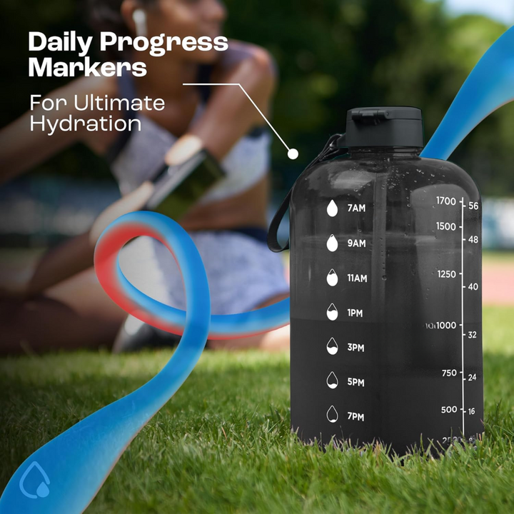 BPA-free motivational water bottle featuring a secure flip-top lid and lock