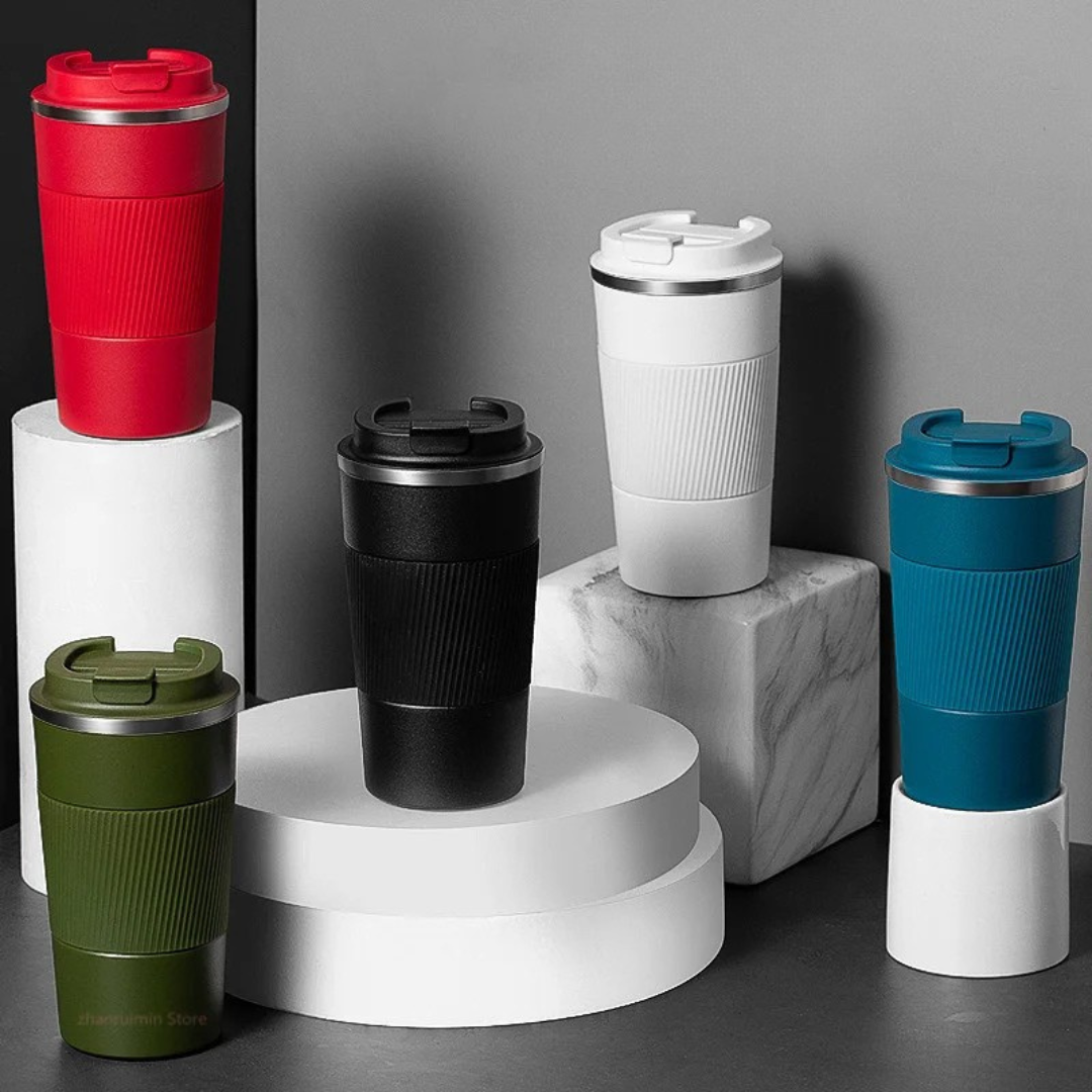 Versatile stainless steel travel mug for coffee, tea, and water
