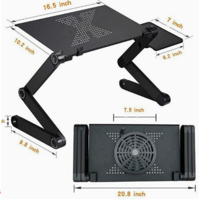 Portable computer stand folded flat for easy travel and storage