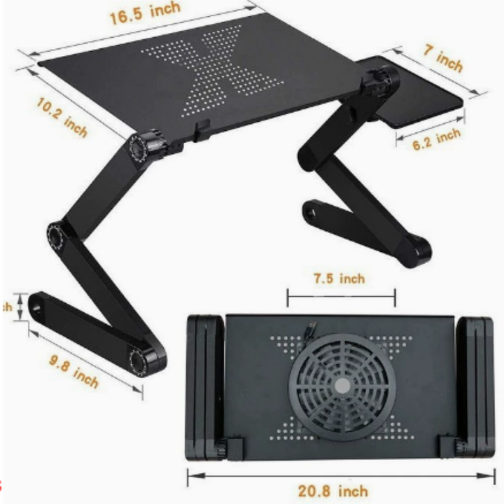 Portable computer stand folded flat for easy travel and storage