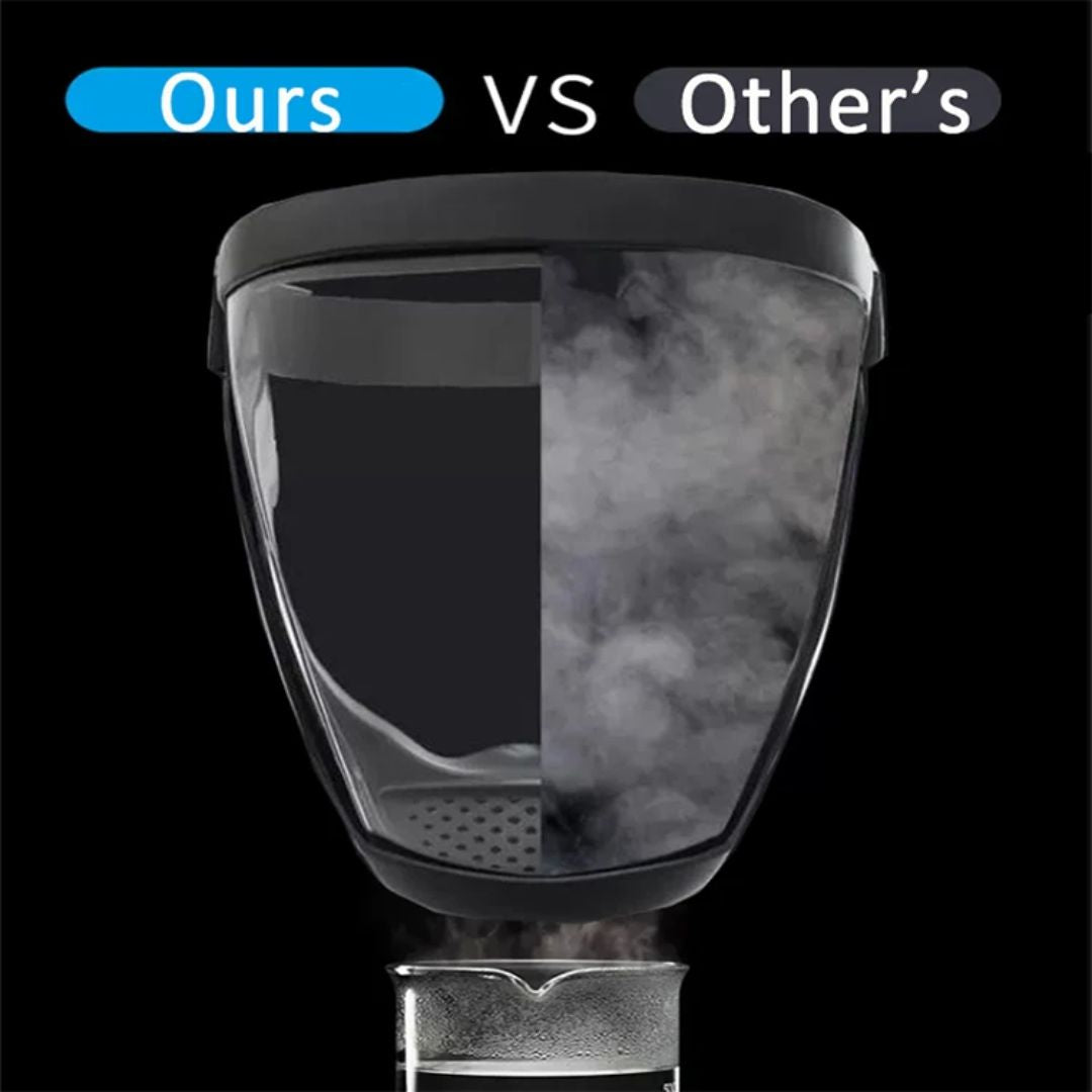 Durable protective mask and full face shield angled for safety assessment
