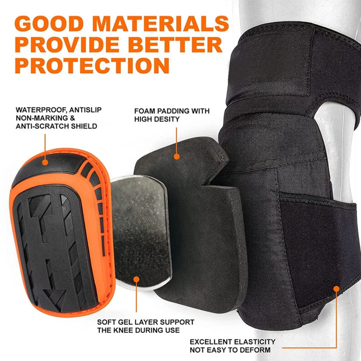 Heavy-duty construction knee pads highlighting reinforced stitching details