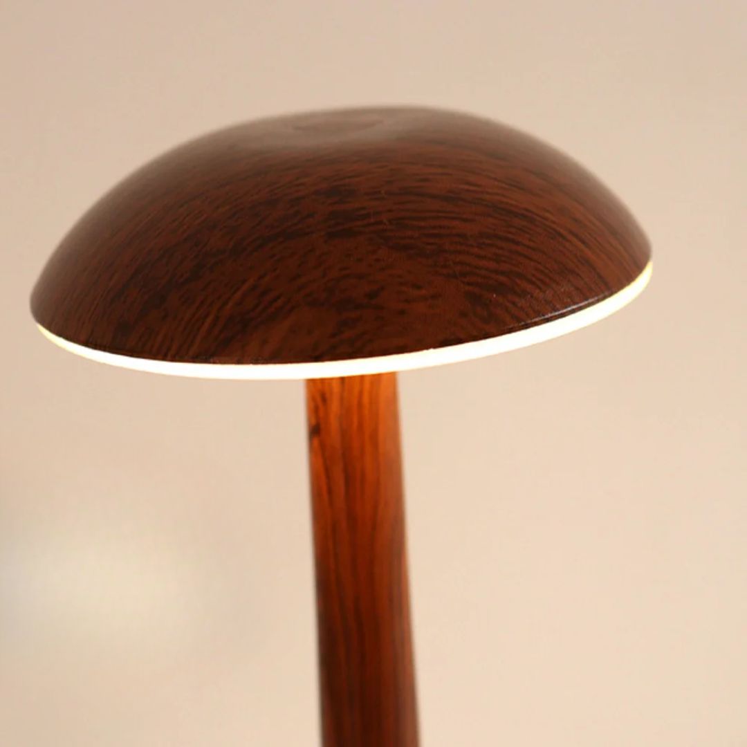 Touch control table lamp shaped like a mushroom for easy brightness adjustment